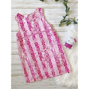 Lilly Pulitzer Boardwalk Cafe Sleeveless Pink Scalloped Trim Shift Dress 6 X